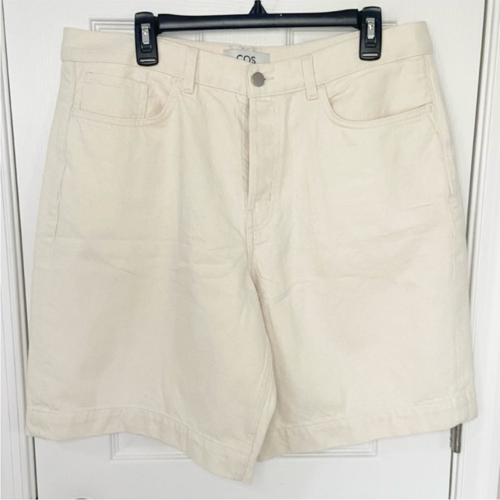 COS Men’s Relaxed 100% Cotton Denim Shorts Size 36 Waist In Ecru